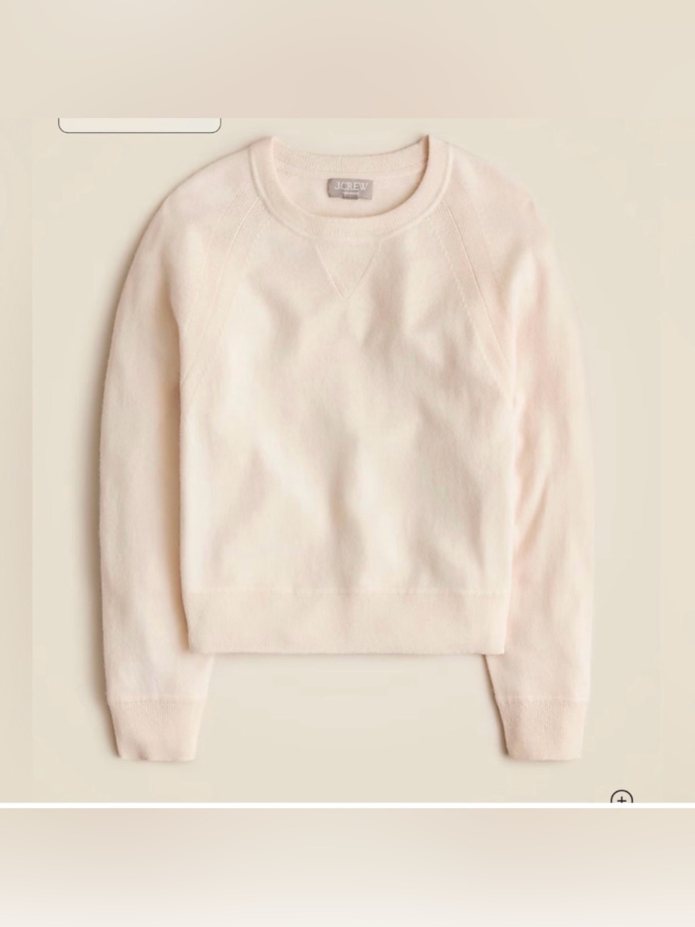 J Crew Cashmere Shrunken Sweatshirt. Size S. Color is Muslin.